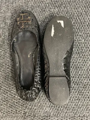Tory Burch Shoes Reva Flats Patent Croc Leather size 7 black ballet thumbnail 5