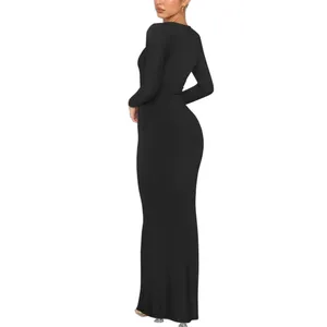 NWT Reoria Long Sleeve Crew‎ Neck Ribbed Bodycon Maxi Lounge Dress Large thumbnail 3