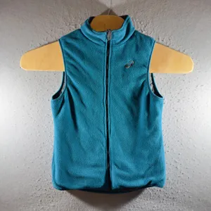 1616 | ASICS Reversible Quilted‎ Fleece Running Vest Gorpcore Teal Gray Womens S thumbnail 3