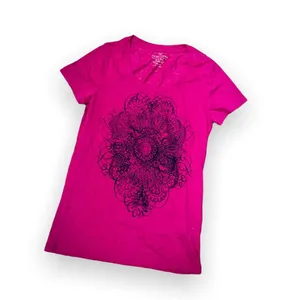 Faded Glory Womens Tee Size Small 4 6 Pink Indian Design‎ Burnout Fabric thumbnail 3