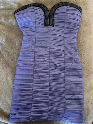 Vintage Y2K purple rhinestoned strapless mini dress thumbnail 1