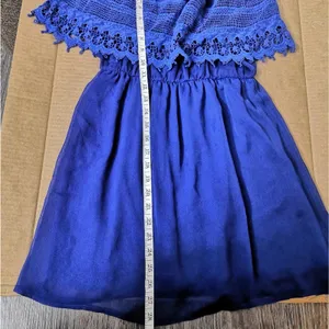 Gameday By Chloe Blue Strapless Boatneck Lace Top Mini Dress S Rainbowcore Twee thumbnail 9