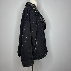 Nasty Gal - Black Studded Denim Jacket thumbnail 4