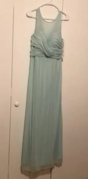 David’s Bridal Long Mint Mesh Bridesmaid Dress Size 12 thumbnail 1