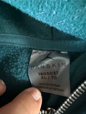 Danskin Dark Jade Green Scuba Style 1/2 Zip Hoodie Sweatshirt‎ Soft XL thumbnail 4