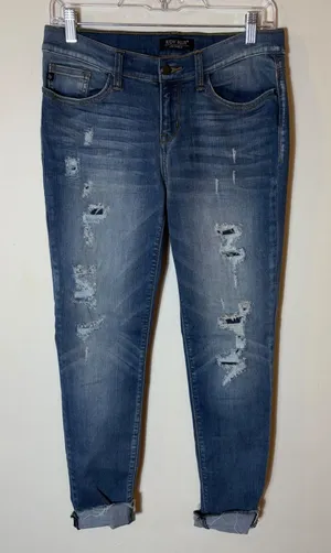 Judy Blue Distressed‎ Cuffed Skinny Jeans Size 9/29 thumbnail 1