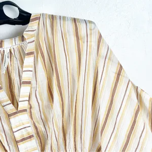 BY ANTHROPOLOGIE 100% Cotton Striped Tie-Front Blouse Size Small Boho Casual thumbnail 6