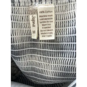 Japna Grey White Striped Tie Front Wide Leg Slit Jumpsuit Size M 100% cotton thumbnail 6