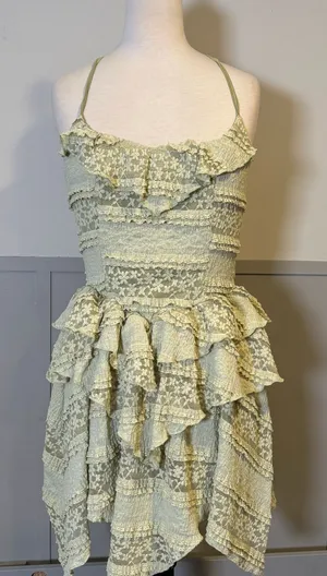 Cider Lace Ruffle Detail Asymmetric Mini Dress thumbnail 1