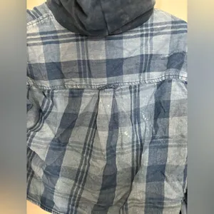 American Eagle Outfitters Blue Plaid Button Down Hooded Top Size XS thumbnail 16