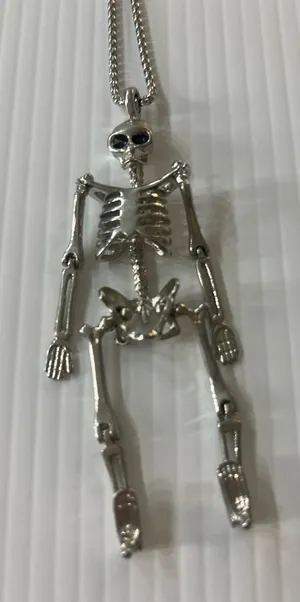 Silver color Skeleton Pendant Necklace thumbnail 1
