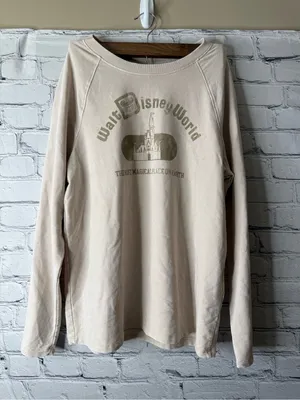 Disney Tan Walt Disney World Crewneck Sweatshirt with Castle Graphic size small thumbnail 2