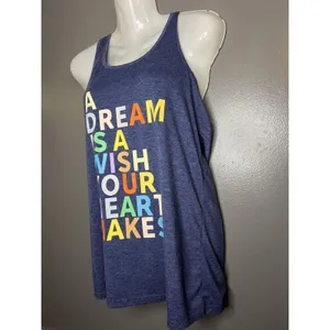 Source Unknown A Dream Is A Wish Your Heart Makes Tank Top Womens Medium Blue Racerback Graphic thumbnail 3