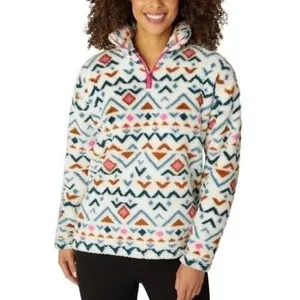 Eddie Bauer Aztec Sherpa Fleece 1/4 Zip Pullover Cozy Geometric S thumbnail 3