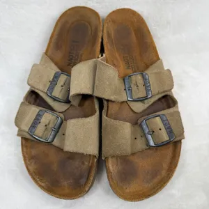Naot Santa Barbara Suede Slide Sandals Taupe Tan Buckle Cork Footbed EU 39 US‎ 8 thumbnail 6