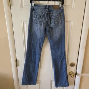 Adiktd Low Rise Bootcut Jeans Size 2 W27 Embroidered Pocket Y2K Western Denim thumbnail 2