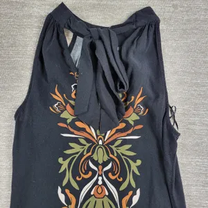 MSK Halter Maxi Dress Womens S Black Floral Tie Band Neck Vacation Summer Boho thumbnail 15