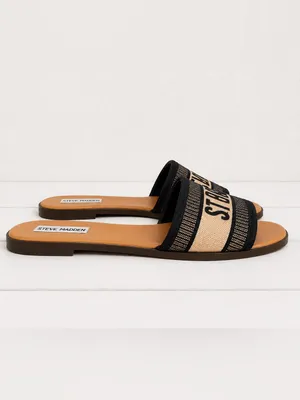 Steve Madden Black/Tan St Barts Slip-On Slide Travel Resort Sandals Size 9.5 thumbnail 3