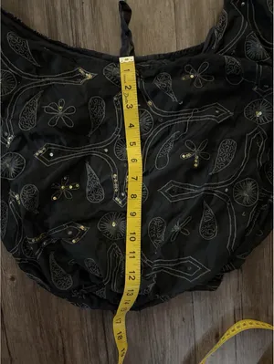 Black Embroidery Slouchy Hobo Bag Sequin Accents Boho thumbnail 5
