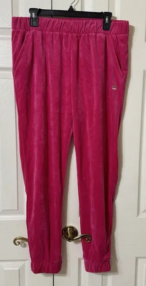 EUC Juicy Couture Hot pink BARBIE velvet joggers womens -size 2xL Plus‎ thumbnail 1
