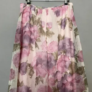 Vintage Floral Skirt Crinkle Pink Crinkle Maxi A-Line Made in USA Romantic 90s thumbnail 5