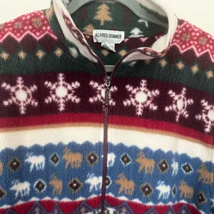 Alfred Dunner Vintage Fair Isle Fleece Jacket Sweater Size L Winter Christmas thumbnail 2