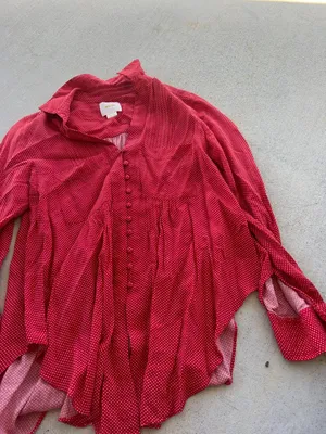 Anthropologie Maeve Matilda Polka Dot Blouse Button‎ Front Red White Size S thumbnail 8