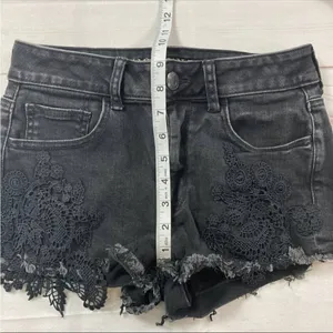American Eagle Womens Black Super Stretch X Hi Rise Crochet Accent Short Size 4 thumbnail 7