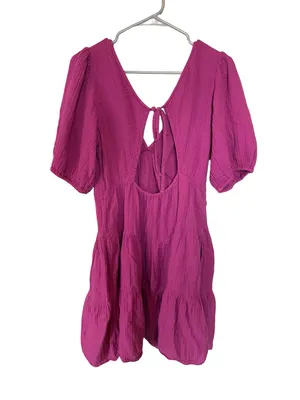 Xirena Nissa Cotton Gauze Tiered Mini Dress Pink Size M thumbnail 4