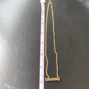 Gold Tone Three Heart Bar Necklace thumbnail 4