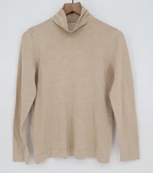 Joseph A. Sweater Womens M Turtleneck Tan Long Sleeve Fine Knit Good thumbnail 1