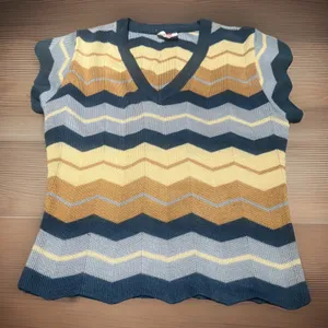 The Red Eye Vintage Sweater Vest V-Neck Sleeveless Knit Blue Women's Small thumbnail 1