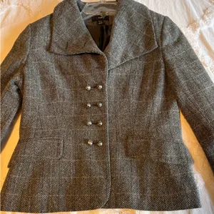 Womens Blazer Size US 8 EU 38 Gray Herringbone H&M Wool‎ Blend Jacket thumbnail 16