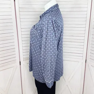 Victorias Secret Snowflakes Flannel Button Up Pajama Top Shirt Blue XL‎ thumbnail 2