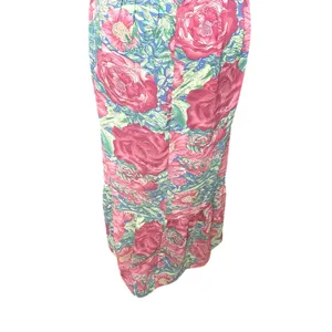 Lush Floral Hatler Midi Dress Pink Green Botanical Print Dress L NWT Beach Ready thumbnail 7