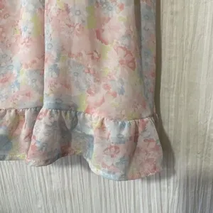 HYFVE Pastel Floral Mini Dress Puff Sleeve Tie Neck Size Large thumbnail 6