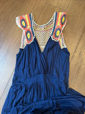 Pinkblush Navy Blue Maxi Dress with Crochet Top Detail Size Small - C26-035 thumbnail 5