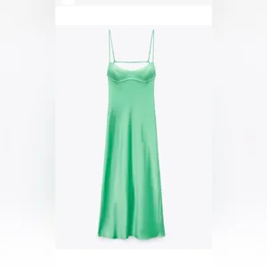 Zara Mint Green Satin Midi Slip Dress thumbnail 5
