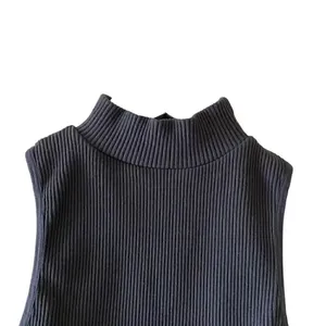 Zara Black Ribbed Knit Mock Neck Sleeveless Women’s Blouse SZ S #1702 thumbnail 2