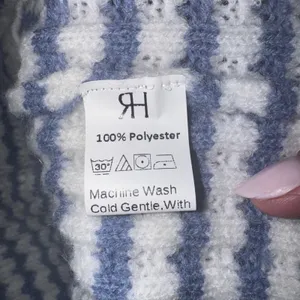 RIHOAS Blue White‎ Stripe Knit Cropped Sweater Short Sleeve Women's Size M thumbnail 7