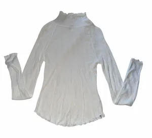 Free People white lettuce trim turtle neck “make it easy” thermal long sleeve top thumbnail 1