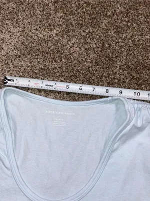 American Eagle Light Blue Tie-Shoulder Scoop Neck Crop Top Medium thumbnail 6