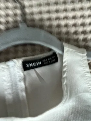 SHEIN White Beaded Fringe Halter Crop Top with Silver Accents thumbnail 2