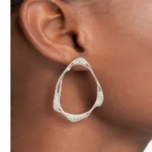 Kendra Scott Livi Fontal Hoops Silver Tone Pave Crystal Hoop Earrings Post Back thumbnail 2