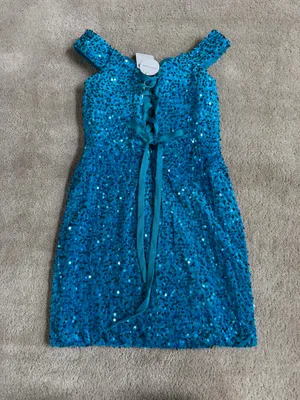 Teal Blue Sequin Lace thumbnail 3