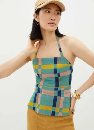Anthropologie Eva Franco Mod Plaid Halter Top W2311 Sz XS thumbnail 1