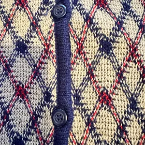 Vintage sweater vest size m‎ diamond plaid button up Blue Size M thumbnail 2
