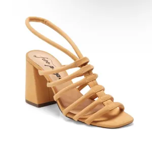 Free People Womens 7.5 Colette Leather Sandal in Hot Orange NEW thumbnail 1