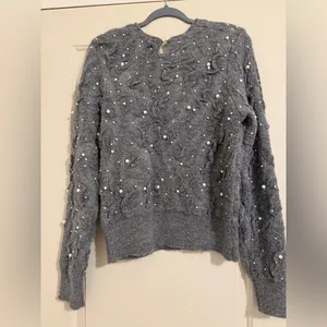Zara Gray Sweater Gray Textured Wool Blend Cozy‎ Chunky Sweater Coquette thumbnail 4