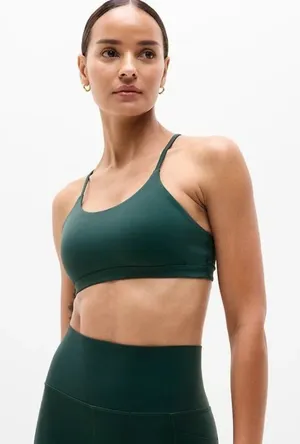 New Athleta M Transcend Scoop Sports Bra Pine Green Medium Cups A-C thumbnail 1